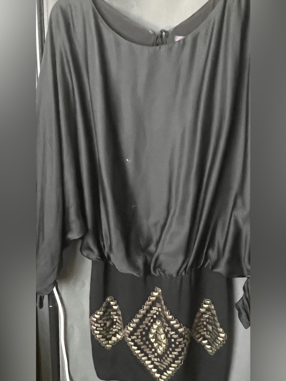 HELLE BOB Black Embellished Blouson Dress